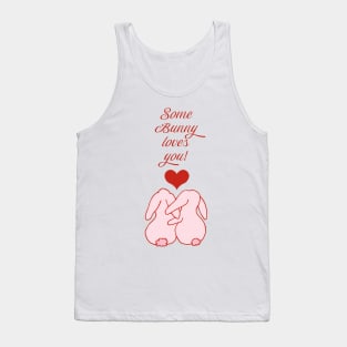 Bunny love damask pattern on red Tank Top